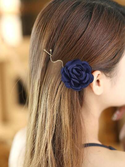 1pc Bohemian Style Fabric Artificial Flower Hair Clip Elegant Valentine's Day Valentines Summer Claw Clips Hair Claws Hair Barrettes, School Stuff, Vacation Outfits Woman, Hair Accerssories, Head Accessories, Hair Accessories For Women