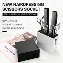 1pc Hairdressing Tool Storage Box Base With Scissors Holder, Hair Dye Brush And Comb Slot, Salon Scissors Rack - Multicolor - View 1