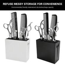 1pc Hairdressing Tool Storage Box Base With Scissors Holder, Hair Dye Brush And Comb Slot, Salon Scissors Rack - Multicolor - View 2
