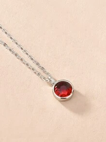 1 件简约 12 月诞生石情人节项链，圆形锆石吊坠，带 3D 水晶和水钻装饰，银链，妈妈，母亲，母亲节，礼物 - 銀色 - 查看 3