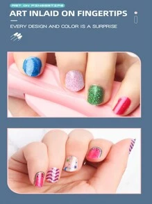 Kit de manucure 1 pièce avec 8 embouts, autocollants pour vernis à ongles et machine à manucure, ensemble complet de fournitures pour nail art, adapté aux enfants, aux filles et à la conception d'ongles DIY, accessoires pratiques et à la mode (motifs/couleurs d'autocollants pour ongles aléatoires)