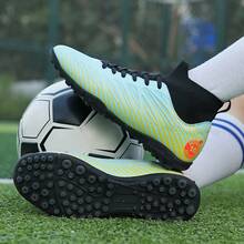帶釘的高筒草地足球鞋，戶外訓練用男女足球靴，適用於人造草地地面，透氣、防滑和耐磨 - 淺藍色 - 查看 7