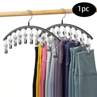 1pc Pants Hangers With 10 Clips, For Holding Leggings/Jeans/Hats, Household Space Saving For Organization Of Bedroom, Bathroom, Closet, Wardrobe, Home, Dorm, Travel