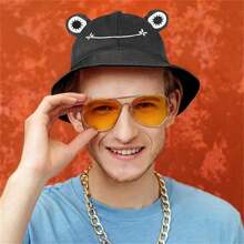 成人少年青蛙帽，可愛青蛙漁夫帽，有趣帽子男女士運動漁夫帽1個 - 彩色 - 查看 6