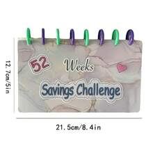 1pc 52 Weeks Money Saving Challenge Binder Envelopes Kit, Fun Budget Binder Book Organizer With Cash Envelopes For 52 Weeks Cash Stuffing, Budgeting, Money Saving Box Replacement - Multicolor - View 7
