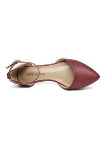 Women Flats Ankle Strap Pointed Toe Ballet Flats Versatile Commuting Office Shopping Casual Dress Flats Shoes - 紅色 - 查看 6