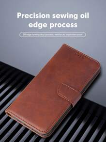 适用于男士的手机壳，适用于 16的高级仿皮翻盖保护壳+支架手机壳，做工精良的全套手机壳，兼容 11/12/13/14/15 Pro Max，兼容三星S24U，兼容OPPO，兼容vivo，兼容红米Note 11/12 Pro，国际版，非国内版 - 棕色 - 查看 8