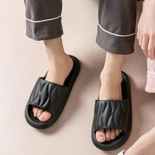 EVA Lightweight Comfortable Non-Slip Slippers, Unisex Home Bathroom Shower Sandals, Summer - A442 Black - View 5