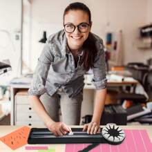 黑色紙張切割機，卡片紙剪，迷你手工剪切工具，12合1卡紙紙張切割機 - 黑與白 - 查看 5