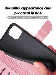 Funda para tarjetas de teléfono Funda vintage con tapa + soporte Funda protectora de teléfono de alta calidad - Compatible con 11/12/13/14/15 Pro Max, S24U, compatible con Oppo, compatible con Vivo, compatible con Redmi Note 11/12 Pro