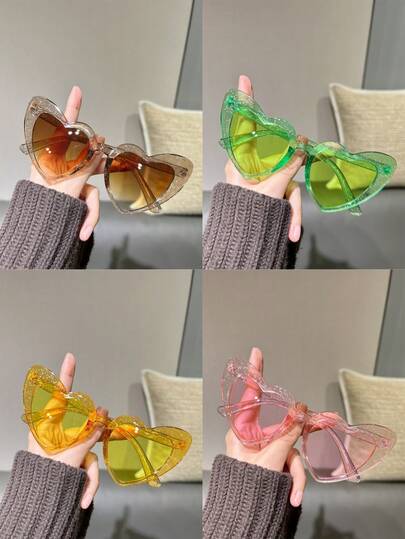 1pc Heart Shaped Fashionable Women's Glasses Cute Shades Beach Accessories