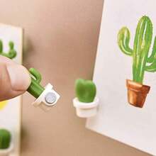 Creativo 3d Cactus En Maceta Imán Pegatina De Frigorífico Con Bloc De Notas, Diseño Magnético De Planta Suculenta - Blanco - Ver 1