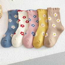 5 pares de calcetines de media caña con encaje para niños, colores surtidos, calcetines para bebés y niños pequeños, otoño e invierno