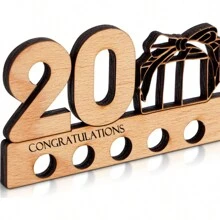 1片木製生日禮物紙鈔夾,可刻18、20、25、30、40、50、60歲 - 原木色 - 查看 3