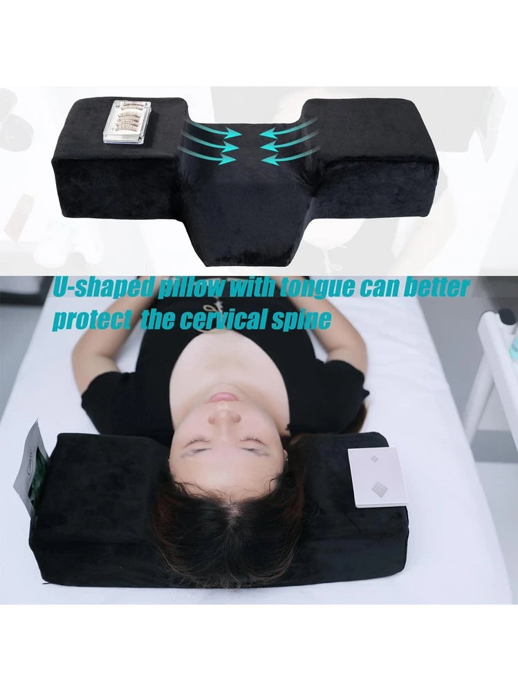 Cuscino Per Extension Ciglia Memory Foam – Con Tasca Per Trucco, Federa Lavabile, Rosa