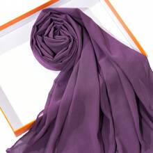 1pc Solid Soft Chiffon Scarf For Daily Casual Life Women Hijab - Multicolor - View 16