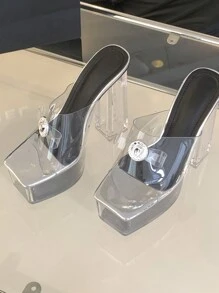 Gợi cảm Cao gót Giày dép , Trang trí pha lê , Chóp giầy hình vuông , Phổ biến nhất Phong cách đường phố , Linh hoạt Công chúa Giày dép , Nền tảng Thiết kế , Kích thước 35-42 - Bạc - Xem 7