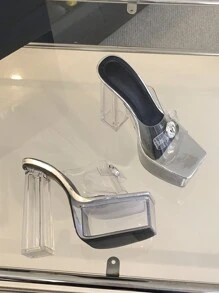 Gợi cảm Cao gót Giày dép , Trang trí pha lê , Chóp giầy hình vuông , Phổ biến nhất Phong cách đường phố , Linh hoạt Công chúa Giày dép , Nền tảng Thiết kế , Kích thước 35-42 - Bạc - Xem 6