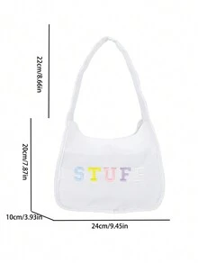 Nylon Small Shoulder Bag For Large Capacity & Lightweight & Fashionable & Casual & Versatile - White - View 3