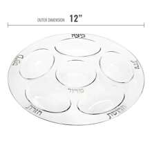 Clear With Silver Round Section Tray Seder Plates (12") - 24 Plates
