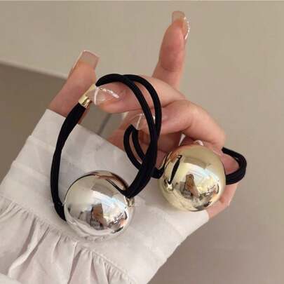 1个简约别致的串珠发圈，女士弹力发圈，质感高级，可扎马尾辫，街头风发圈，马尾辫发绳，发圈，橡皮筋，发绳，发饰，头饰，弹力发带