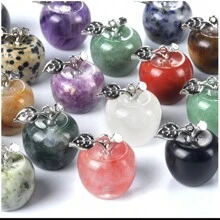 1pc Natural Crystal Jade Apple Small Ornament Mixed Colorful Gift