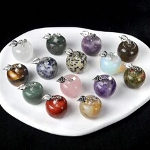 1pc Natural Crystal Jade Apple Small Ornament Mixed Colorful Gift