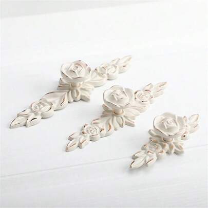 1 pezzo /2 pezzi Maniglie per mobili in stile europeo moderno e minimalista, vernice bianco avorio, in lega di zinco, per armadietti, armadi, cassetti, maniglie per porte