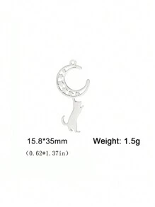 1個不鏽鋼可愛動物貓掛墜,適用於自製珠寶,適合項鍊,耳環,帽子裝飾,批發 - 貓咪系列 - 查看 28