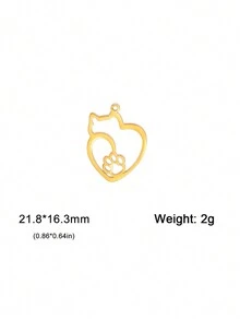 1個不鏽鋼可愛動物貓掛墜,適用於自製珠寶,適合項鍊,耳環,帽子裝飾,批發 - 貓咪系列 - 查看 35