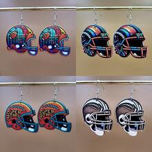 1對復古木製機車足球頭盔服裝及裝備球隊男女耳環飾品 - 彩色 - 查看 12