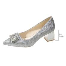 新款粗跟婚禮鞋女式,法式新娘鞋,低口高跟鞋不磨腳,婚禮必備