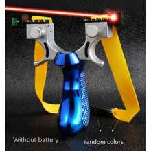 1pc Horizontal Laser-Targeting Slingshot, Suitable For Outdoor Shooting Fun And Hunting Games, Serves As A Party Favor For Outdoor Slingshot Enthusiasts. It Features A Stone Thrower Launcher, Rubber Band Launcher, Throwing Device, And Propulsion Device. - Blue - View 1