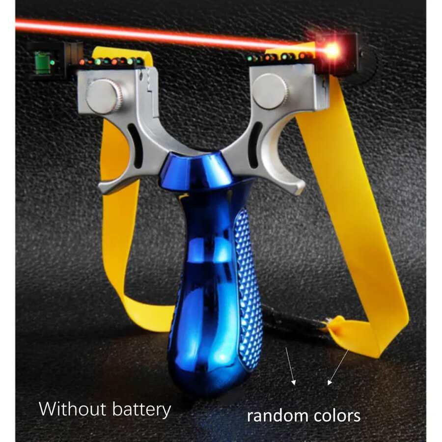 1pc Horizontal Laser-Targeting Slingshot, Suitable For Outdoor Shooting Fun And Hunting Games, Serves As A Party Favor For Outdoor Slingshot Enthusiasts. It Features A Stone Thrower Launcher, Rubber Band Launcher, Throwing Device, And Propulsion Device. - Blue - View 1