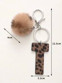 1 móc khóa da họa tiết da báo dễ thương có thiết kế chữ cái, mặt dây chuyền hình quả bóng lông xù cho xe hơi, phụ kiện túi xách, quà tặng sáng tạo cho nam và nữ phụ kiện ô tô túi xách có móc khóa ba lô cho trường học phong cách Goth Y2k phụ kiện túi xách có dây đeo thẻ phụ kiện ô tô móc khóa túi xách Giáng sinh - Nhiều màu - Xem 4