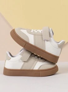 1pair Girls' Lightweight Flat Casual Sports Sneakers, Four Seasons, Athletic Training Shoes - Beige - View 3