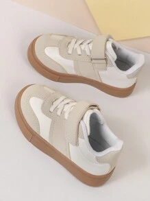 1pair Girls' Lightweight Flat Casual Sports Sneakers, Four Seasons, Athletic Training Shoes - Beige - View 4