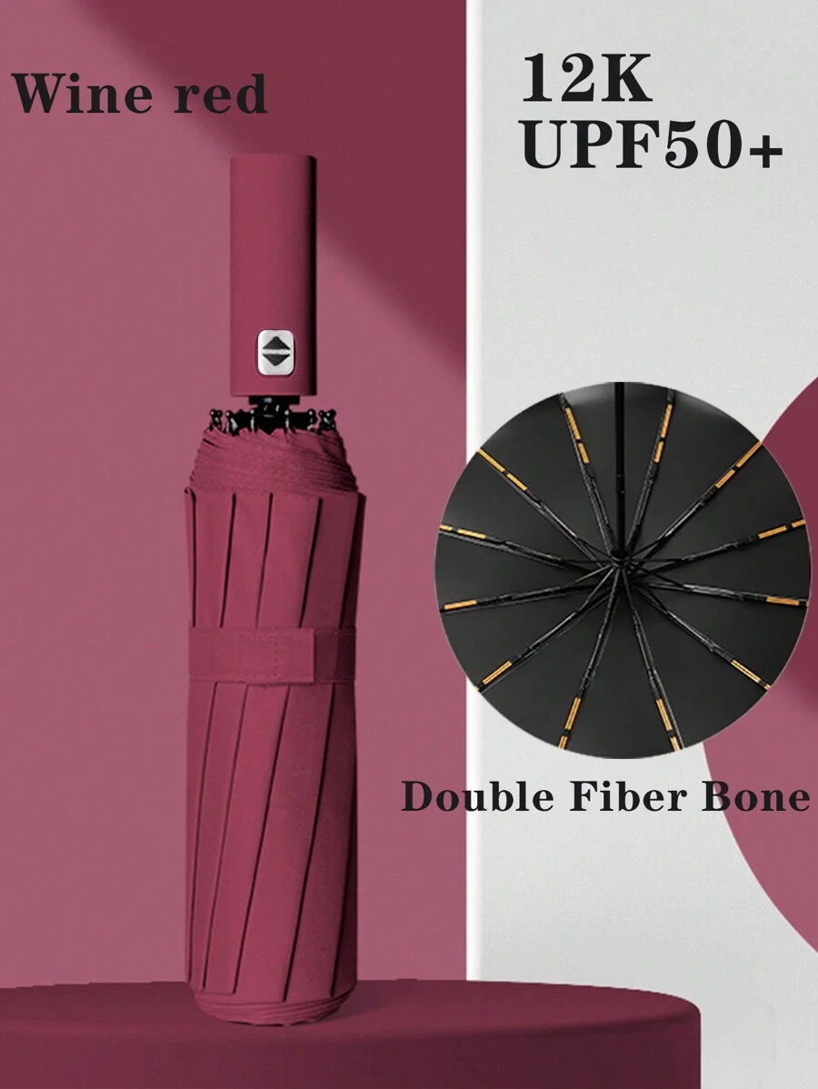 24 stecche Ombrello completamente automatico per scuola, ufficio, casa, viaggio, forniture per il ritorno a scuola, rinfrescante d'estate, spiaggia, viaggi