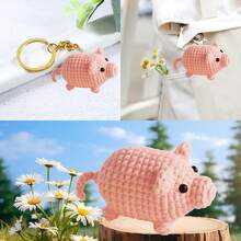 企鵝針織套件-初學者,動物針織入門套件-一套完整的針織套件,附帶說明和逐步視頻教程,適用於成年人的可愛動物娃娃diy手工藝品,可用作家居桌面裝飾,也可以作為假期、聖誕、母親節生日禮物。完成針織套件,可以做出兩只企鵝-藍色 - 粉色 - 查看 4