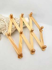 2入組帶有10個掛鉤的木製衣架,創意家居衣櫃掛鉤壁掛收納架,適用於衣服、帽子、包袋、毛巾 - 咖啡棕 - 查看 7