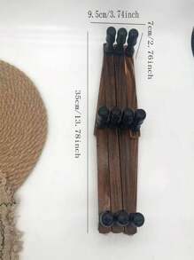 2入組帶有10個掛鉤的木製衣架,創意家居衣櫃掛鉤壁掛收納架,適用於衣服、帽子、包袋、毛巾 - 咖啡棕 - 查看 2