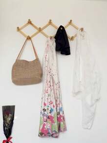 2入組帶有10個掛鉤的木製衣架,創意家居衣櫃掛鉤壁掛收納架,適用於衣服、帽子、包袋、毛巾 - 咖啡棕 - 查看 9