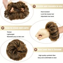 Mahogany color Bun Hair Piece Tousled Updos Curly Wavy Hair Buns Hair Piece for Women and Girls Messy Hair Bun Scrunchie Extensions for Daily Wear