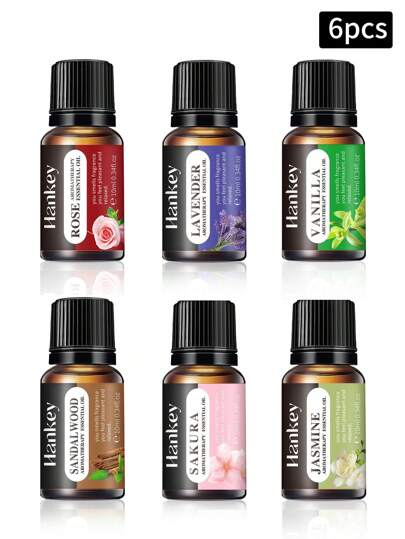 6st Aromaterapi eterisk olja Set Rose 1 Flaska Lavendel 1 Flaska Vanilj 1 Flaska Sandelträ 1 Flaska Sakura 1 Flaska Jasmin 1 Flaska Aromaterapi Eterisk olja Diffuser Aromaterapi Ljus Aromaterapi Spis Diffuser Sten luftfuktare Bil Aromaterapi Hem Aromaterapi eterisk olja