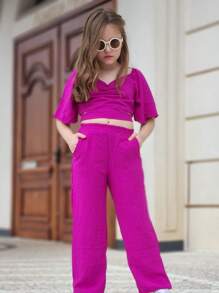 Young Girls Sets - 玫瑰紅 - 查看 4