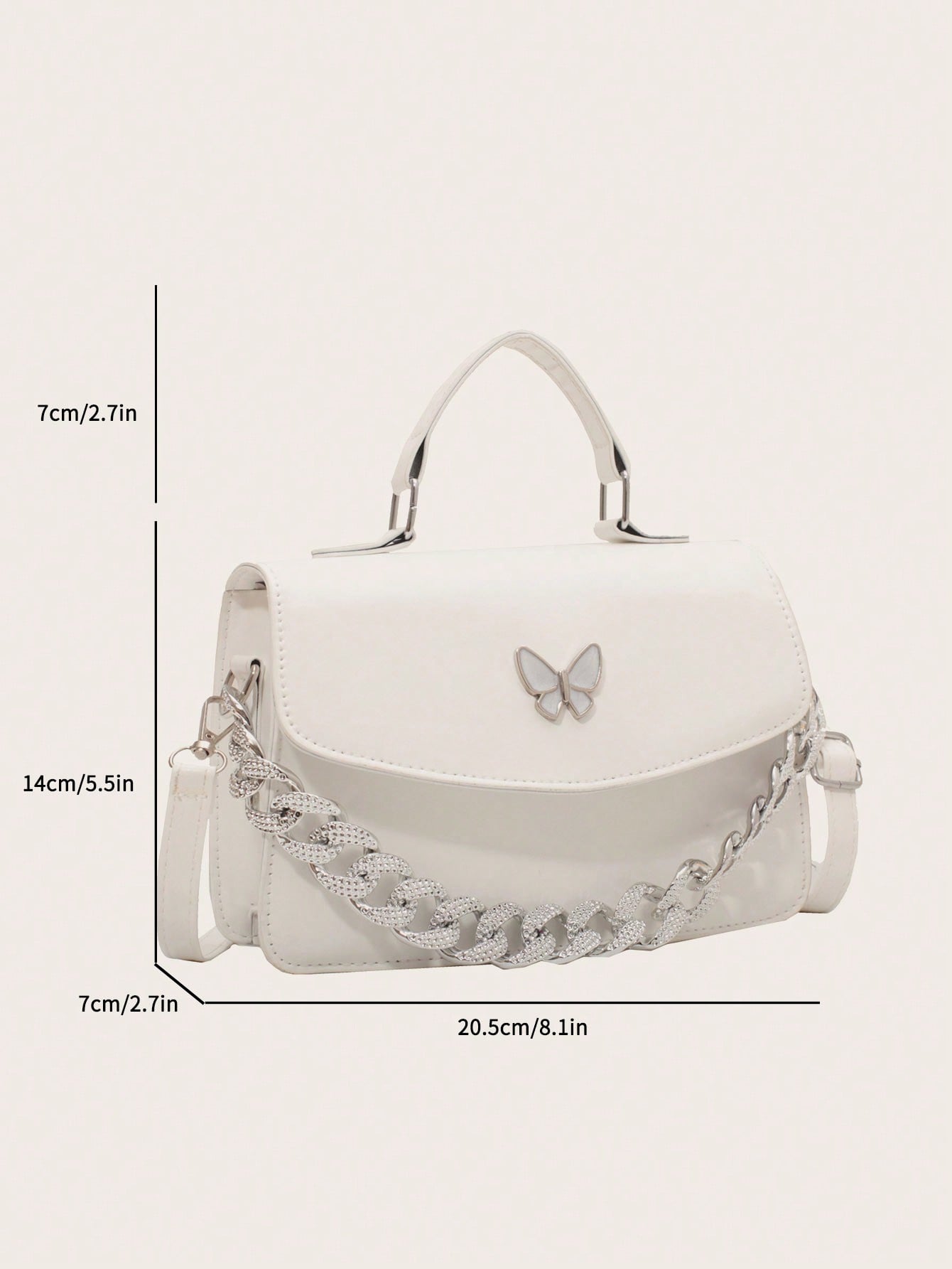 حقيبة يد بتصميم بسيط بلون موحد وعقدة تزينها وحزام...