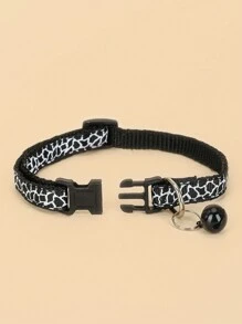 1pc Pet Collar With Mesh Pattern, Bell And Bow Tie For Cat And Dog