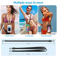 FONKEN 1個白色通用雙鉤防水袋水下透明手機盒觸屏干袋,配有頸掛繩,適用於6.7英寸以下的手機