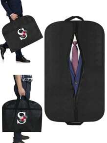 可攜式字母印花可折疊儲物袋，旅行手提袋完美的衣物袋，40"防塵衣物罩防水衣服防塵罩手提袋外套婚紗禮服套裝保護套，便於旅行、聚會、商務旅行、掛衣服套裝衣服包，適用於西裝、外套、T恤、夾克、學校組織袋、老師收納袋 - 黑色 - 查看 13