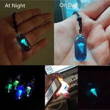 時尚水母項鍊夜光樹脂吊墜項鍊女士禮物 - 紅色 - 查看 6